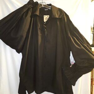 NEW! 2XL MENS Poet Pirate Puffy Shirt BLACK